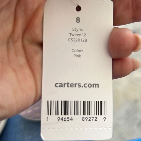 New Carters Tween 12 Glitter Hearts‎ Slip-On Shoes Toddler Sz 8 Pink Casual Cute - Picture 10 of 11